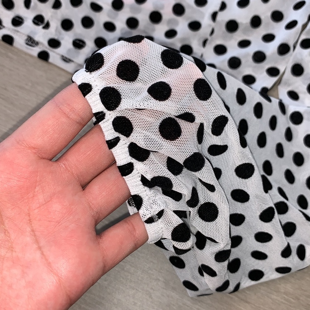 MISSY EMPIRE WHITE MESH POLKA DOT CROP BLOUSE NWT - Picture 6 of 8